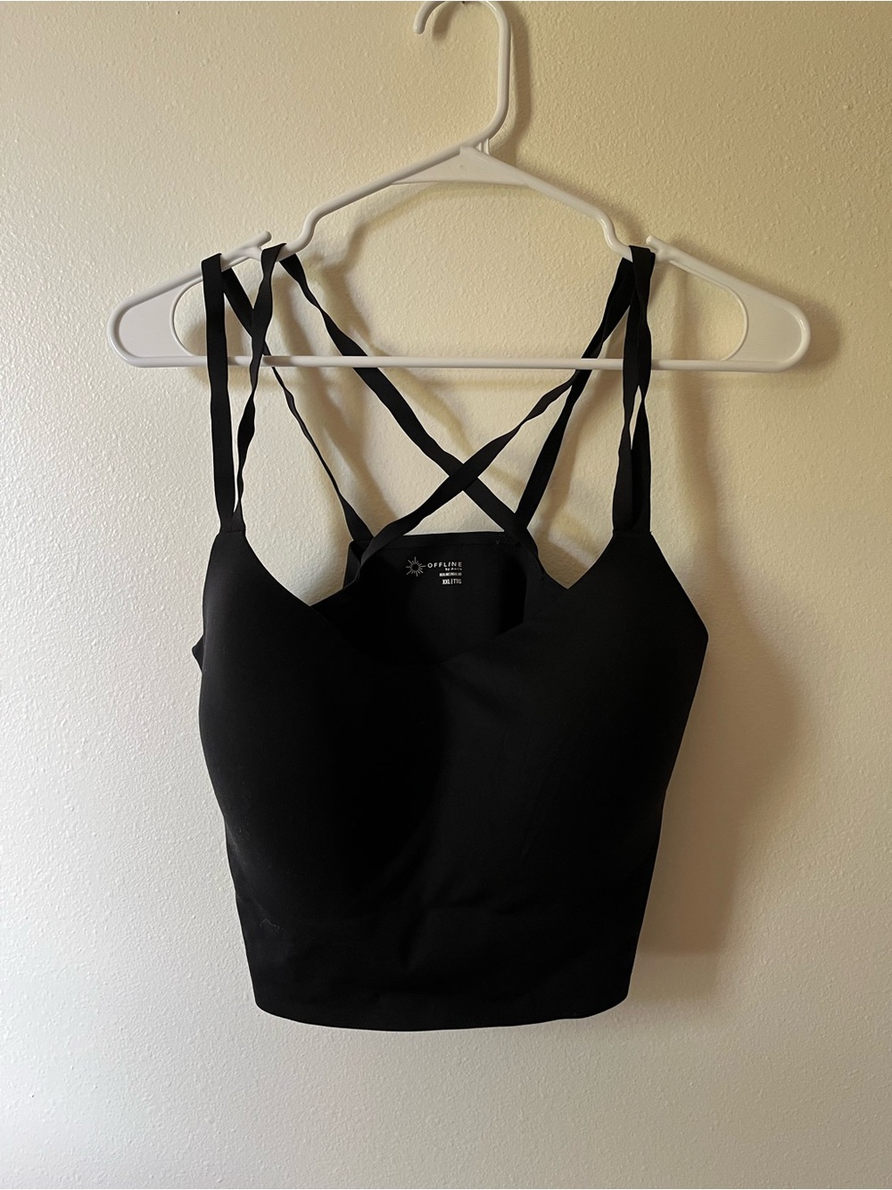 aerie Black Cross-Back Longline Bralette